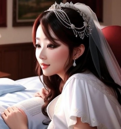 giovane donna vestita da sposa generata da IA