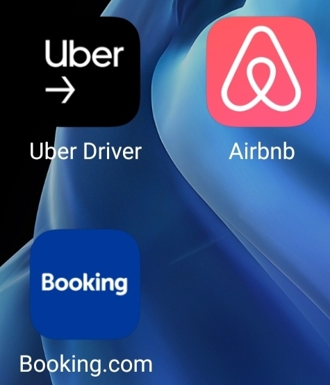icone di app di prenotazione alberghiera e uber driver